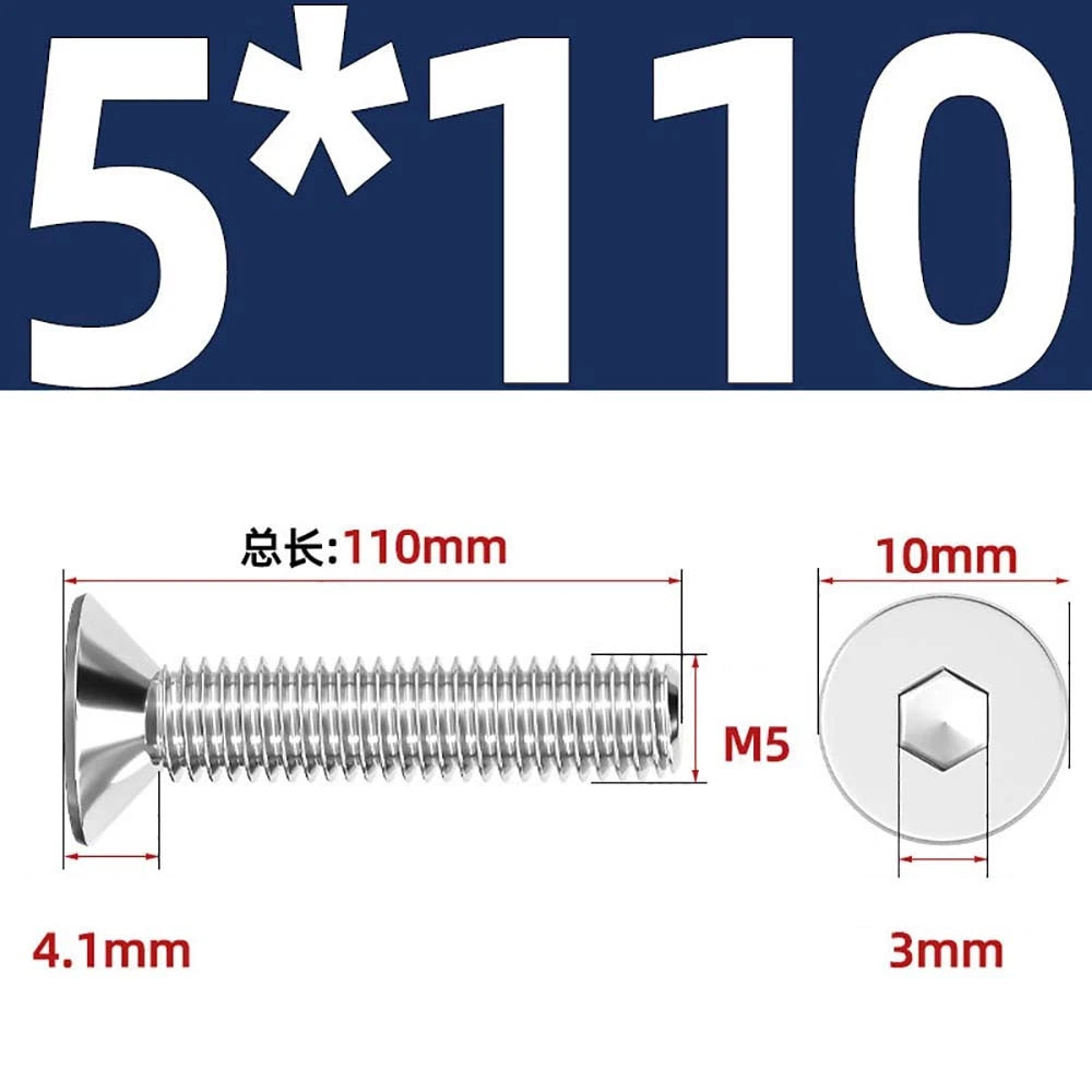 Countersunk Hex Socket Screws – A2 Stainless Steel, M2 to M16, DIN 7991, Fully Threaded