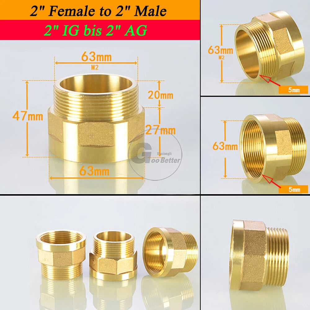 BSPT Reducing Adapter Fittings — Brass Female to Male, 1/8" to 2"