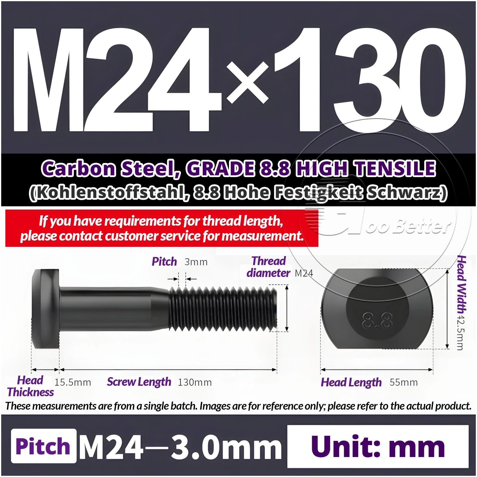 T-Slot Bolts M22 - M42 T Track Bolts 70mm to 500mm Long GRADE 8.8 HIGH TENSILE