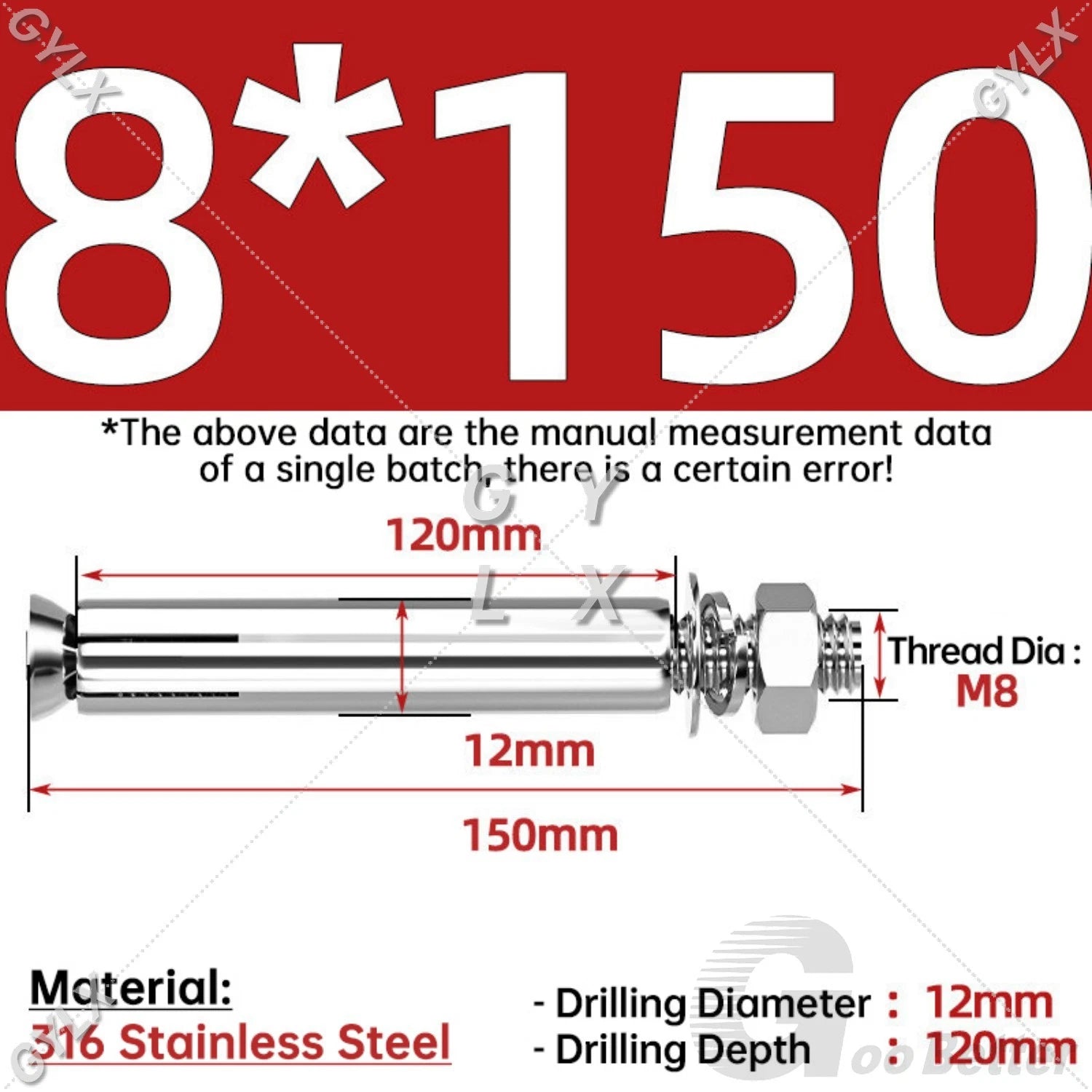 Concrete Expansion Bolts Wall Anchor Screws — M6 to M20 | Stainless Steel & Zinc Plated