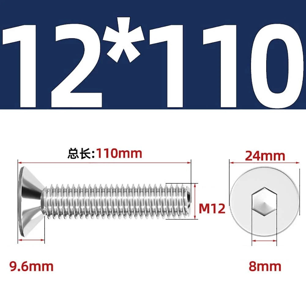Countersunk Hex Socket Screws – A2 Stainless Steel, M2 to M16, DIN 7991, Fully Threaded