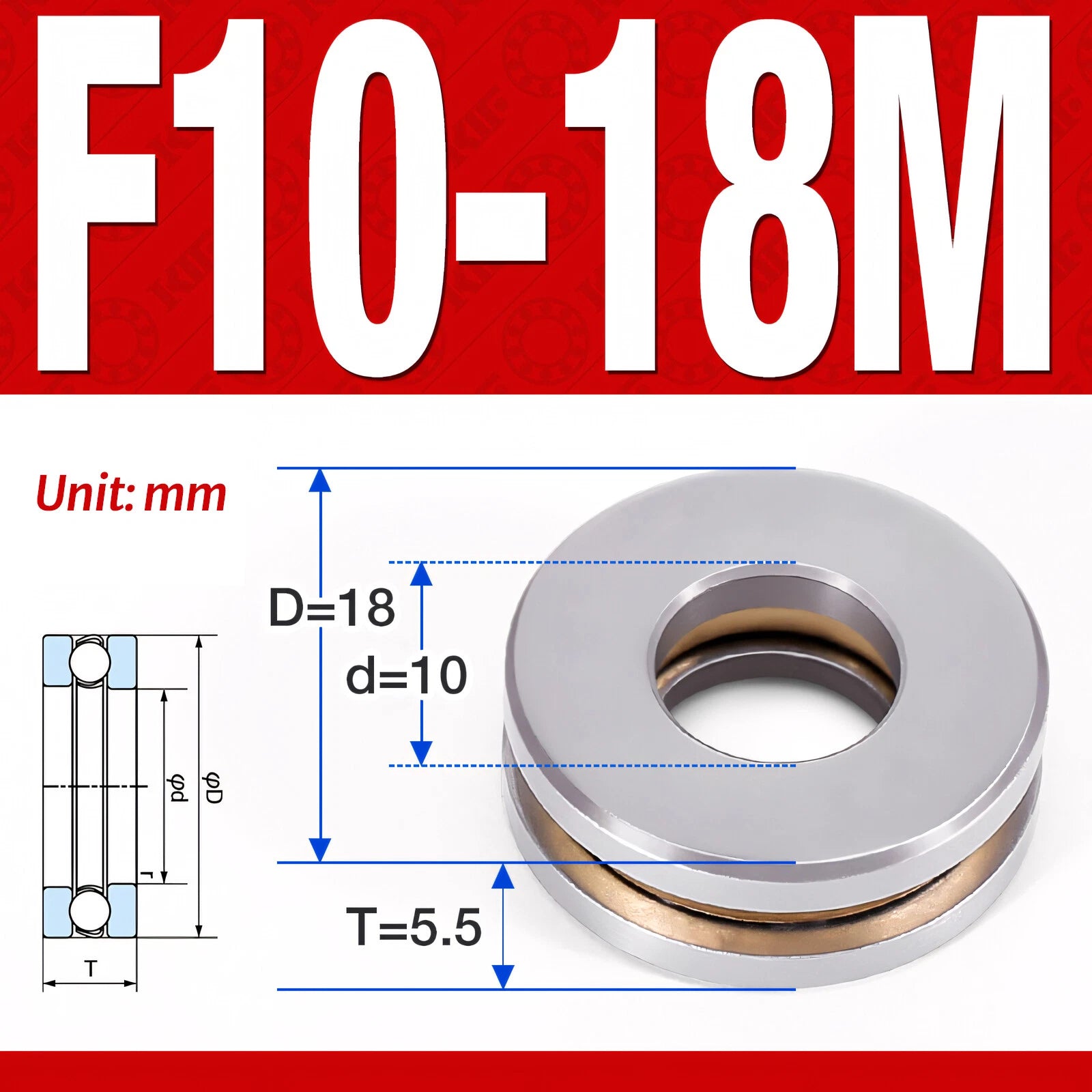 Plane Axial Ball Bearing Thrust Bearings F2-6M - F13-22M- 51100 - 51413 Series