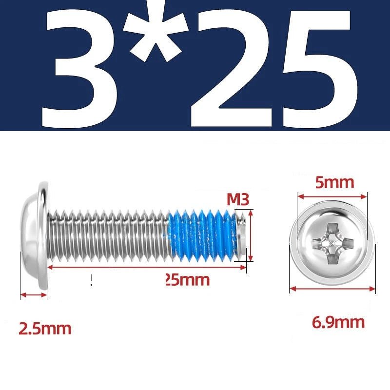 A2 Stainless Steel Phillips Flanged Button Head Machine Screws — M2 to M6, Built - In Washer Face - HomeDIYer
