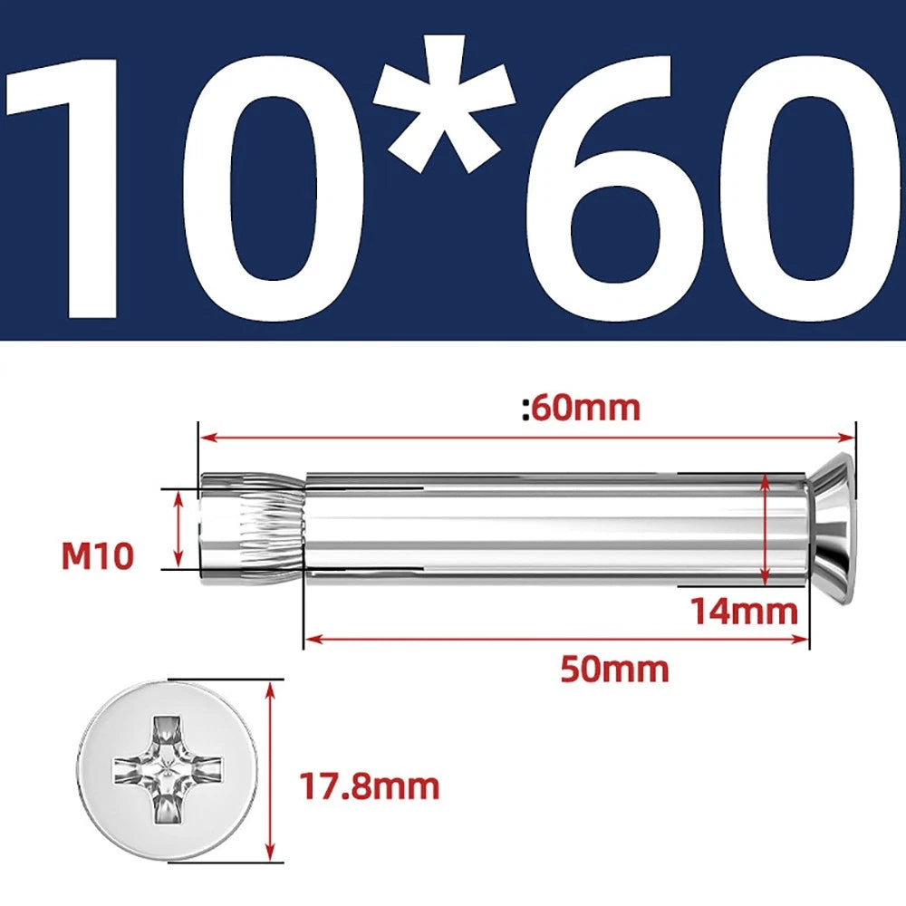 Sleeve Anchor Countersunk Phillips Expansion Bolts M6–M12 | 304/201 SS & Zinc