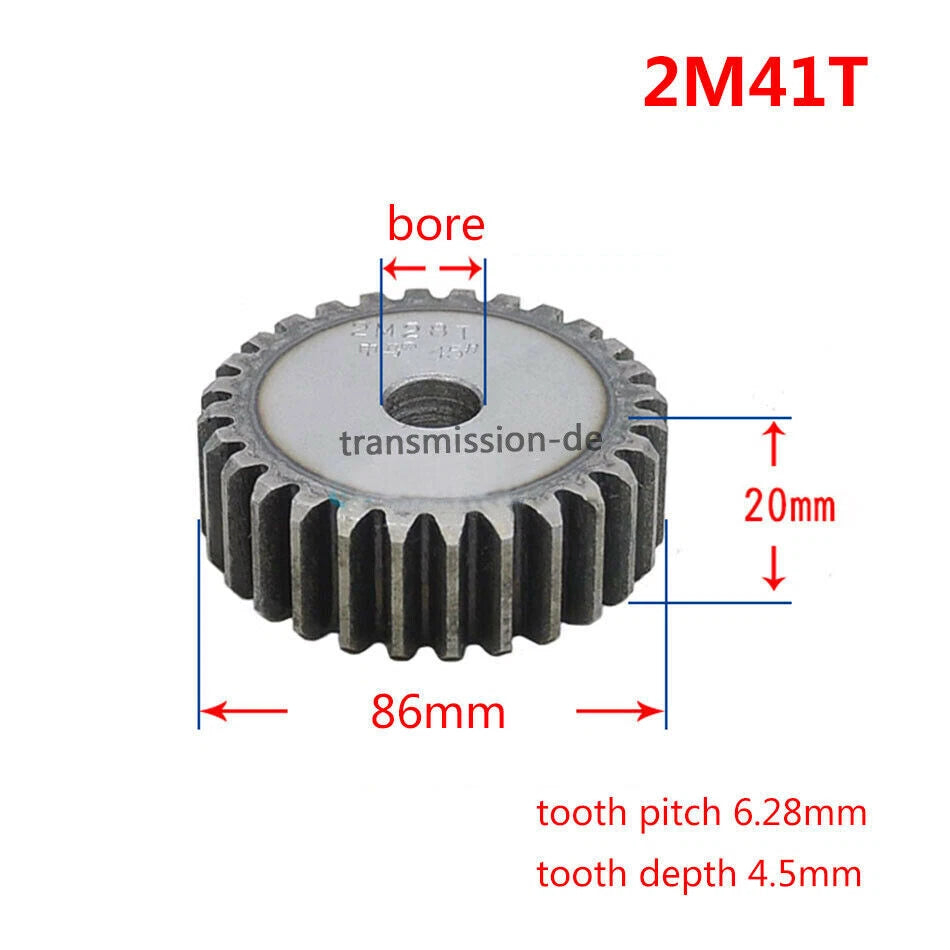 2 Mod 45# Steel Spur Gears Pinion Gear Thickness 20mm 12 - 95 Teeth For 3D CNC