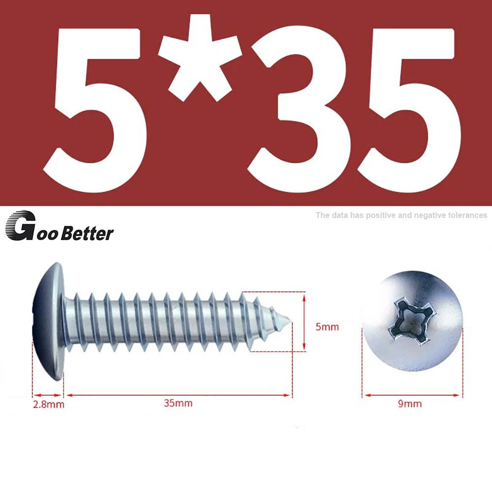 M3 M4 M5 M6 Pan Head Self Tapping Screws – Zinc Plated Carbon Steel