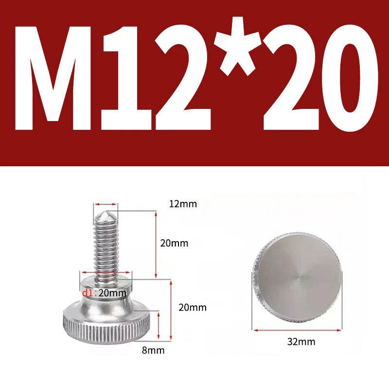 Knurled Thumb Screws Flat Round Head Grip Knob Adjustment Stainless Steel M8 M10