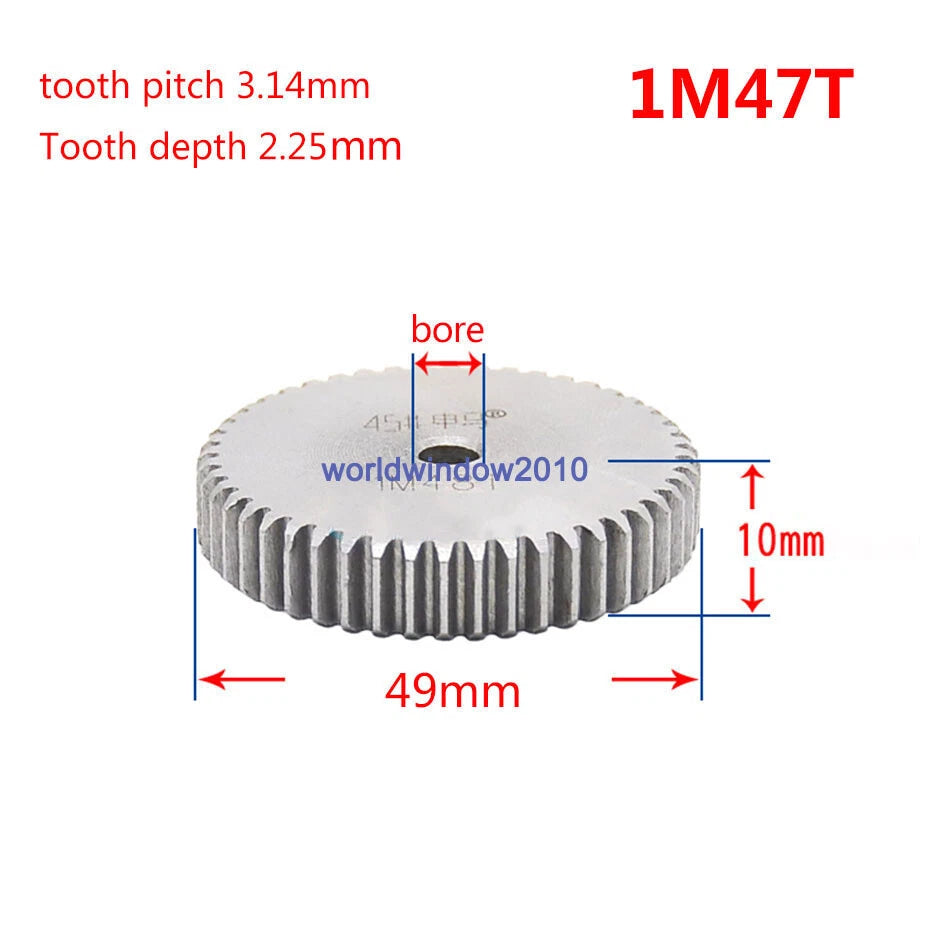 45# Steel Spur Gear 1M12T-1M100T Metal Mod 1 Pinion Gear 12-100 Tooth Moter Gear