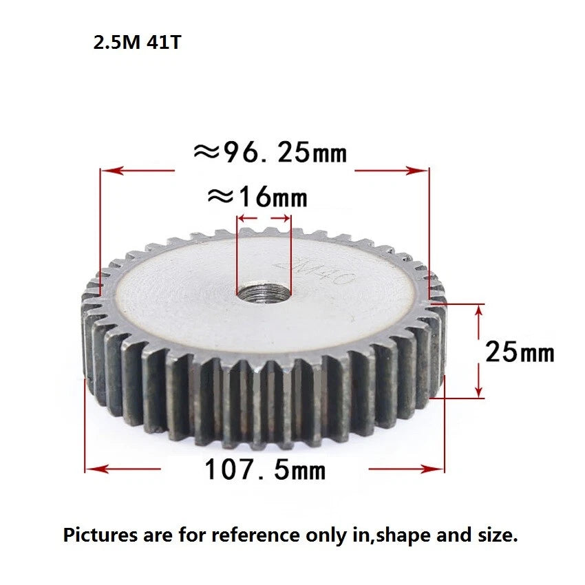 2.5 Mod 12T-75T Spur Gears pitch 7.85mm 45# Steel Pinion Motor Gear Thick 25mm