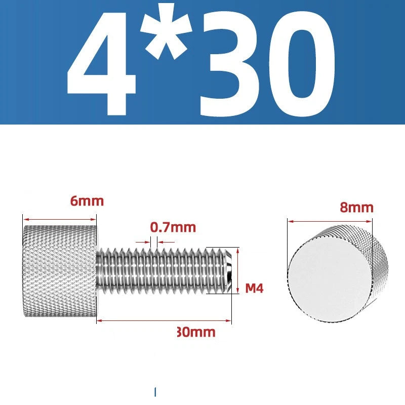 Knurled Thumb Screws A2 Stainless Steel — Flat Head Thumbscrew Bolts M2 M2.5 M3 M4 M5 M6 M8