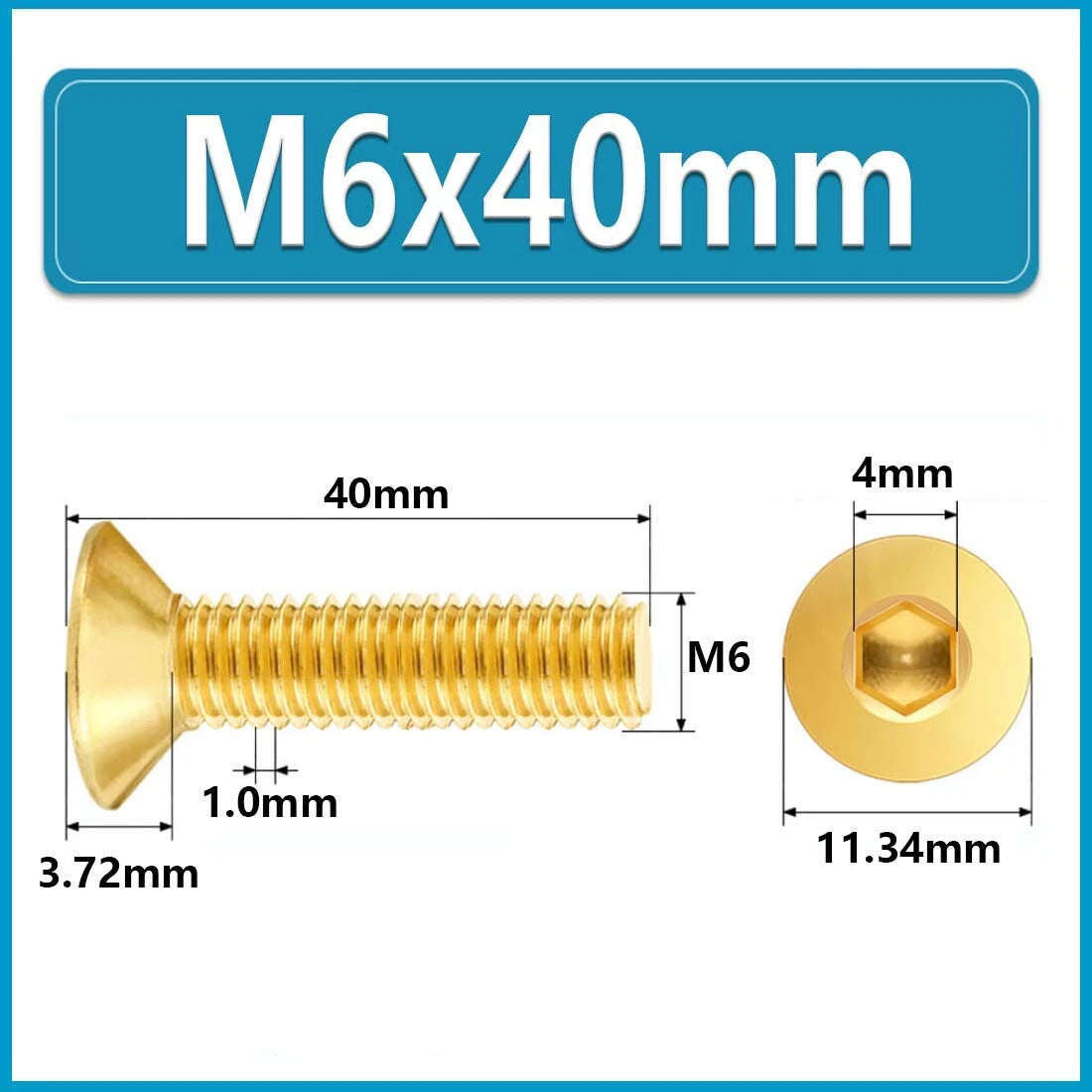 Solid Brass Hex Socket Countersunk Machine Screws – M3 to M12, Allen Drive, Flat Head (8–50mm)