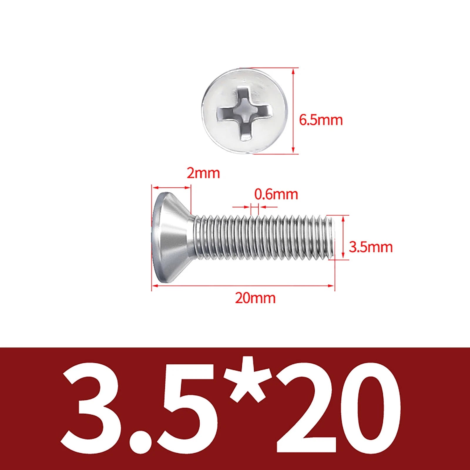M3–M10 Phillips Countersunk Machine Screws – A2 Stainless Steel, Flat Head, Fully Threaded (3–100mm Overall Length)