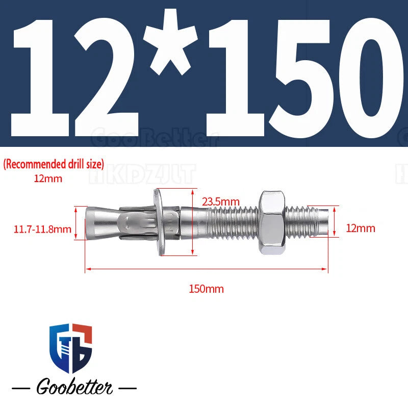 Stainless Steel Through Anchor Bolts — M6 M8 M10 M12 M16 Expansion Bolt