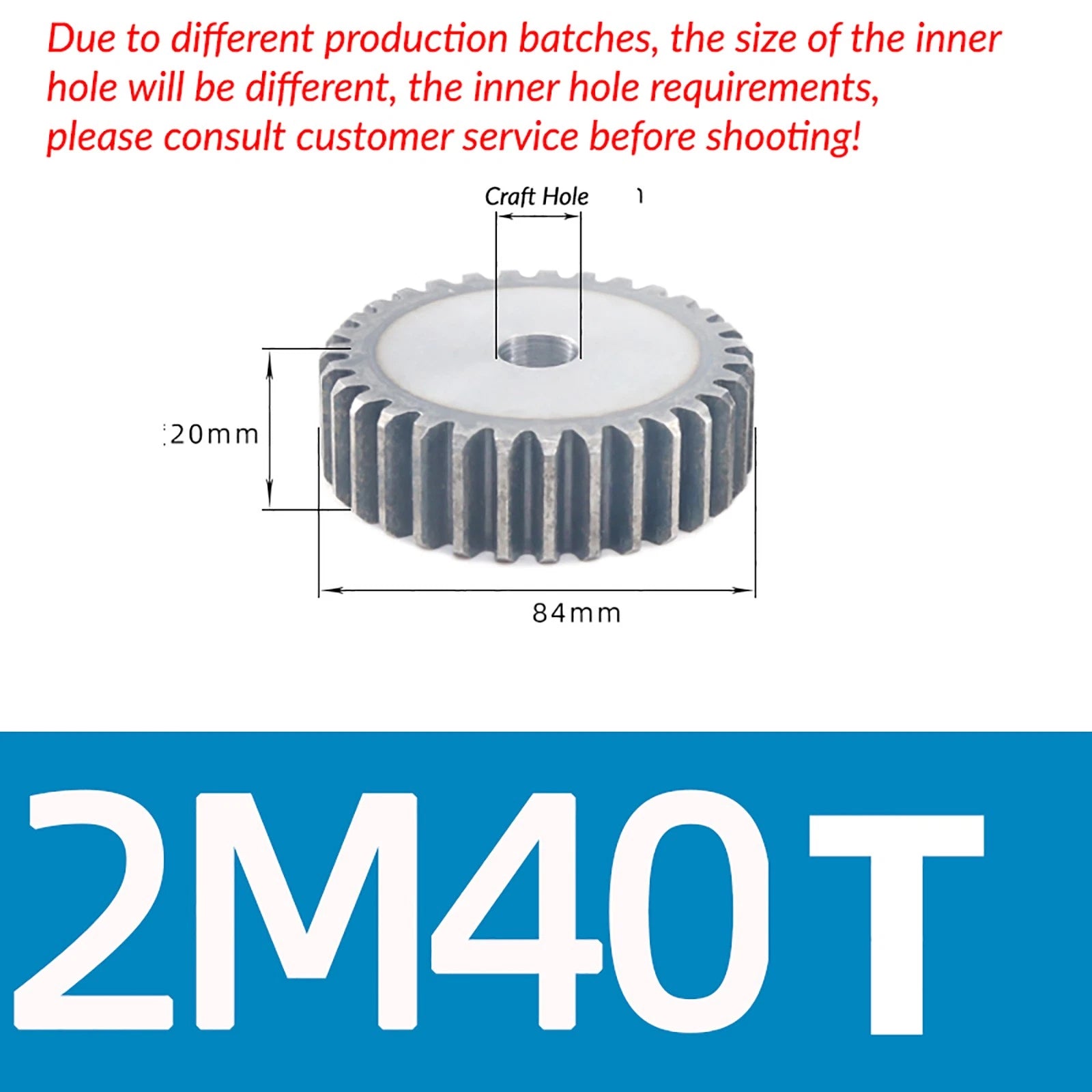 Mod 2 45# Steel Spur Gears Pinion Gear Thickn 20mm 10T - 100T Transmission Gear