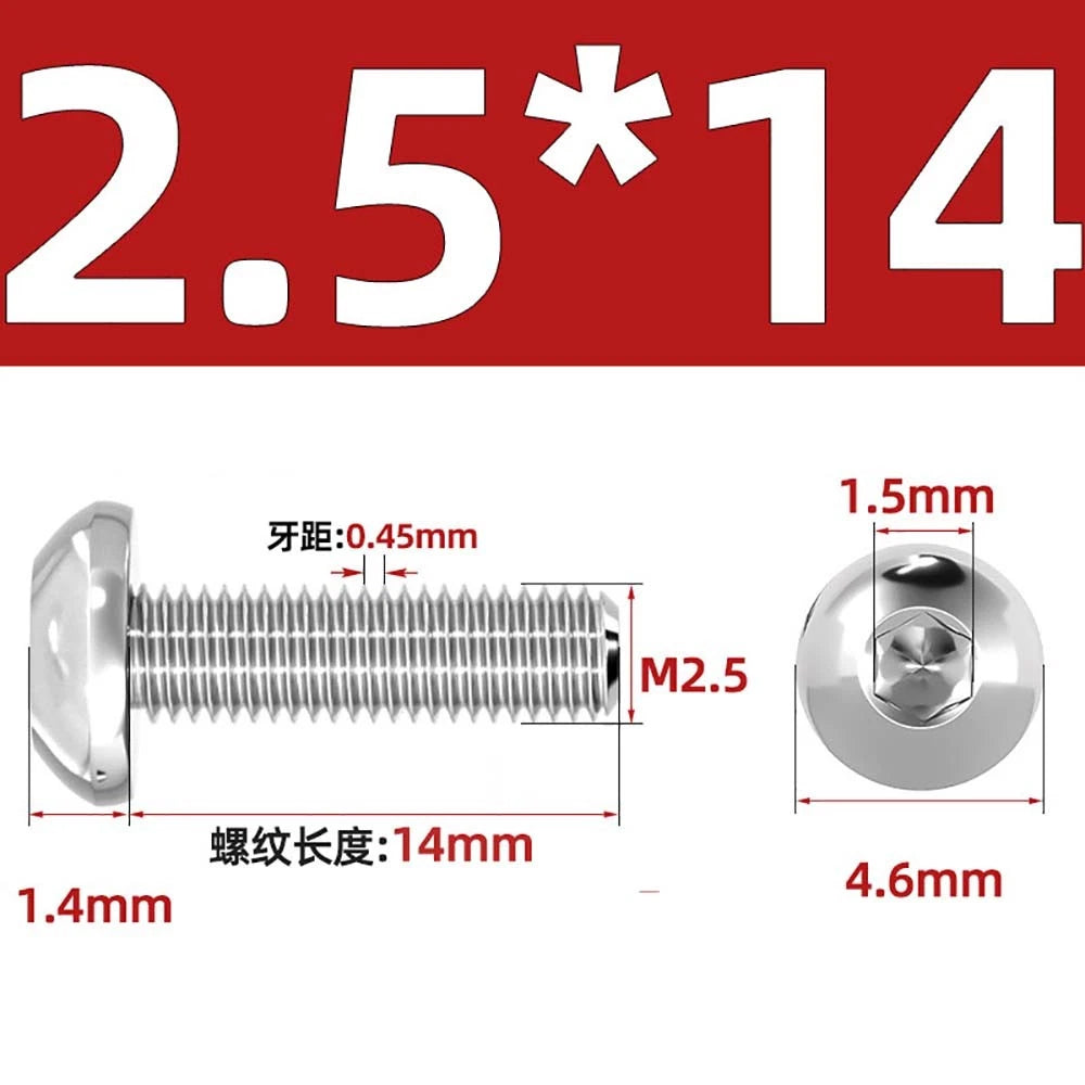 M1.6–M5 A2 Stainless Steel Button Head Socket Cap Screws – Round Pan Head, Hex Drive, Fully Threaded