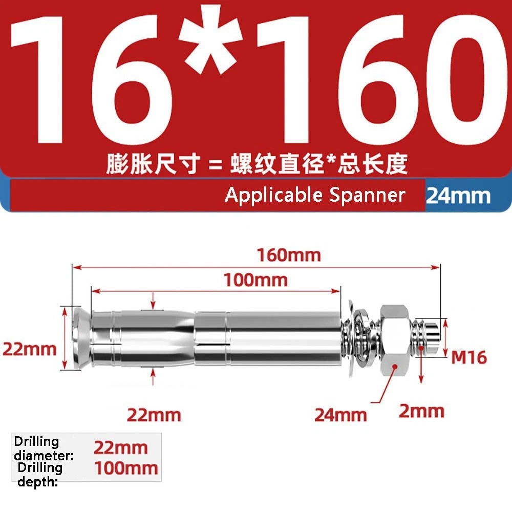 Stainless Steel Expansion Anchor Bolts — M8 to M20, 201 & 304, A/B Type