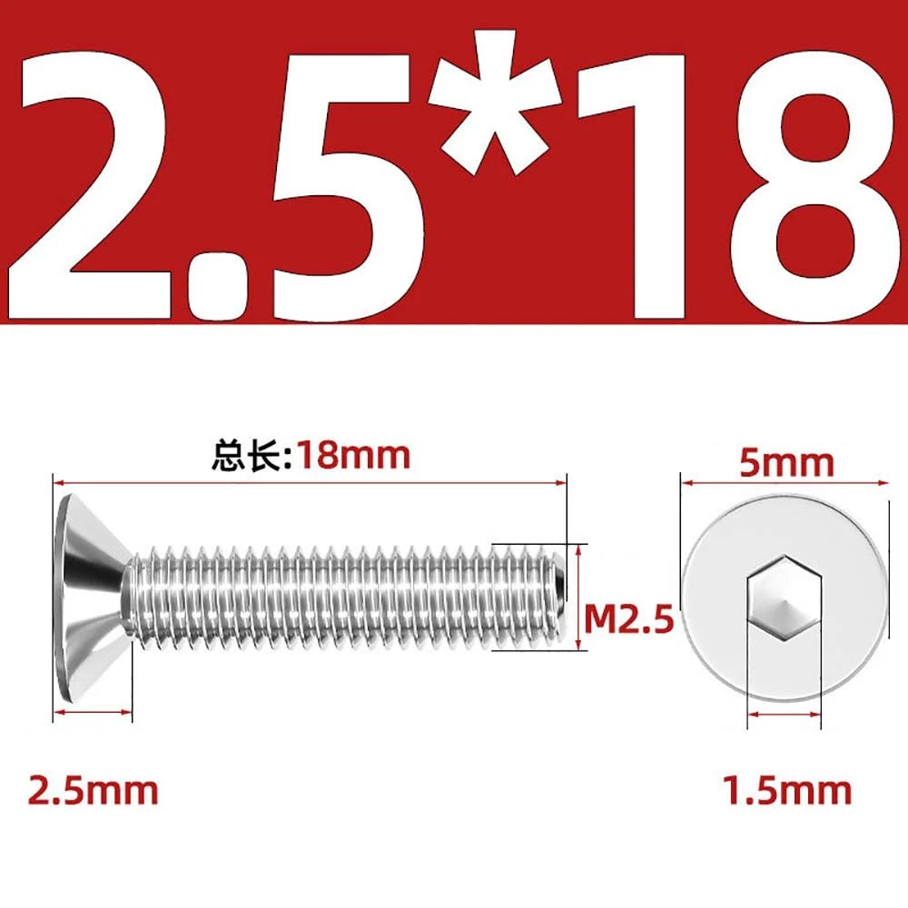 Countersunk Hex Socket Screws – A2 Stainless Steel, M2 to M16, DIN 7991, Fully Threaded