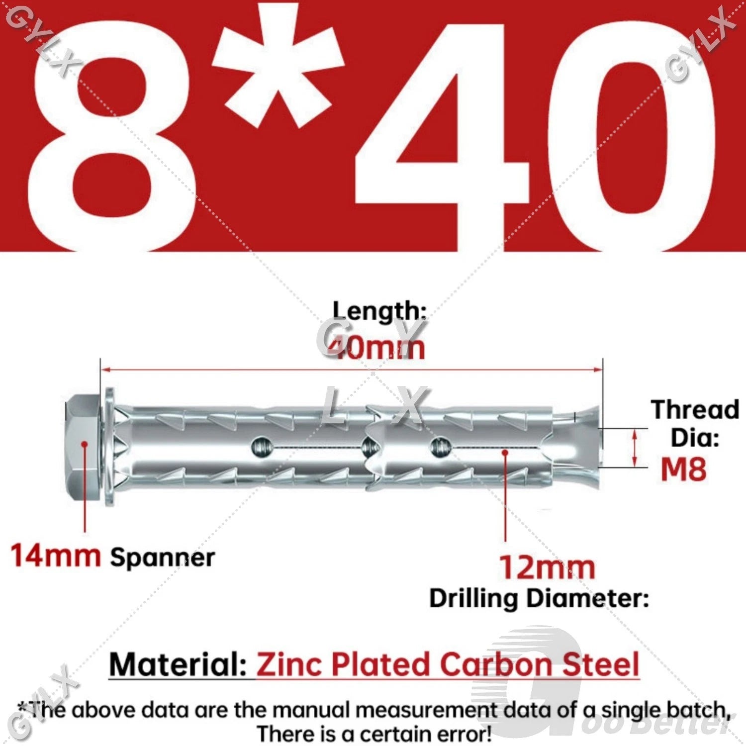 Galvanized Masonry Concrete Expansion Bolts — M6 M8 M10 M12 Wall Anchor Screws