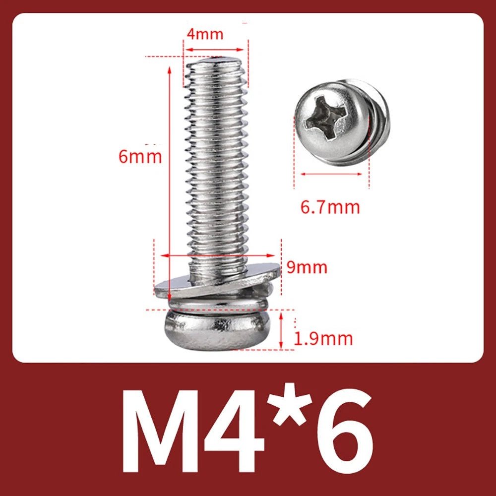 M2–M10 Phillips Button Head Machine Screws — 304 Stainless Steel - HomeDIYer