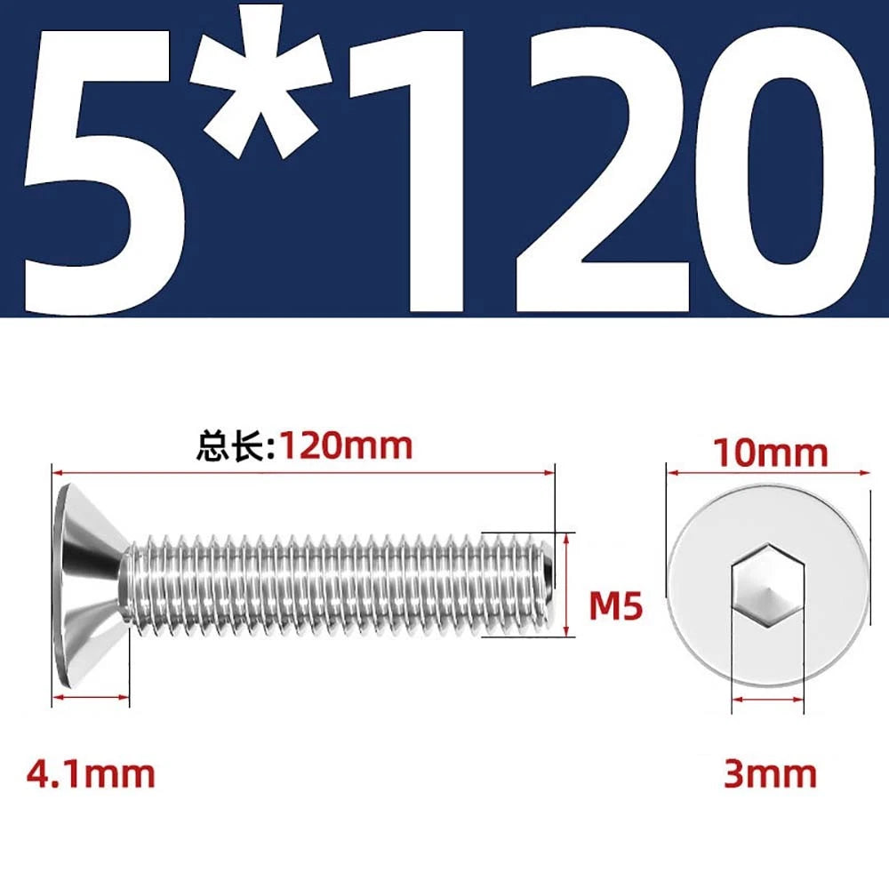 Countersunk Hex Socket Screws – A2 Stainless Steel, M2 to M16, DIN 7991, Fully Threaded