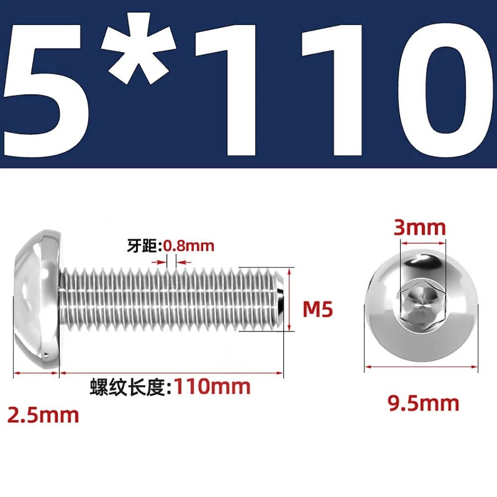 M1.6–M5 A2 Stainless Steel Button Head Socket Cap Screws – Round Pan Head, Hex Drive, Fully Threaded