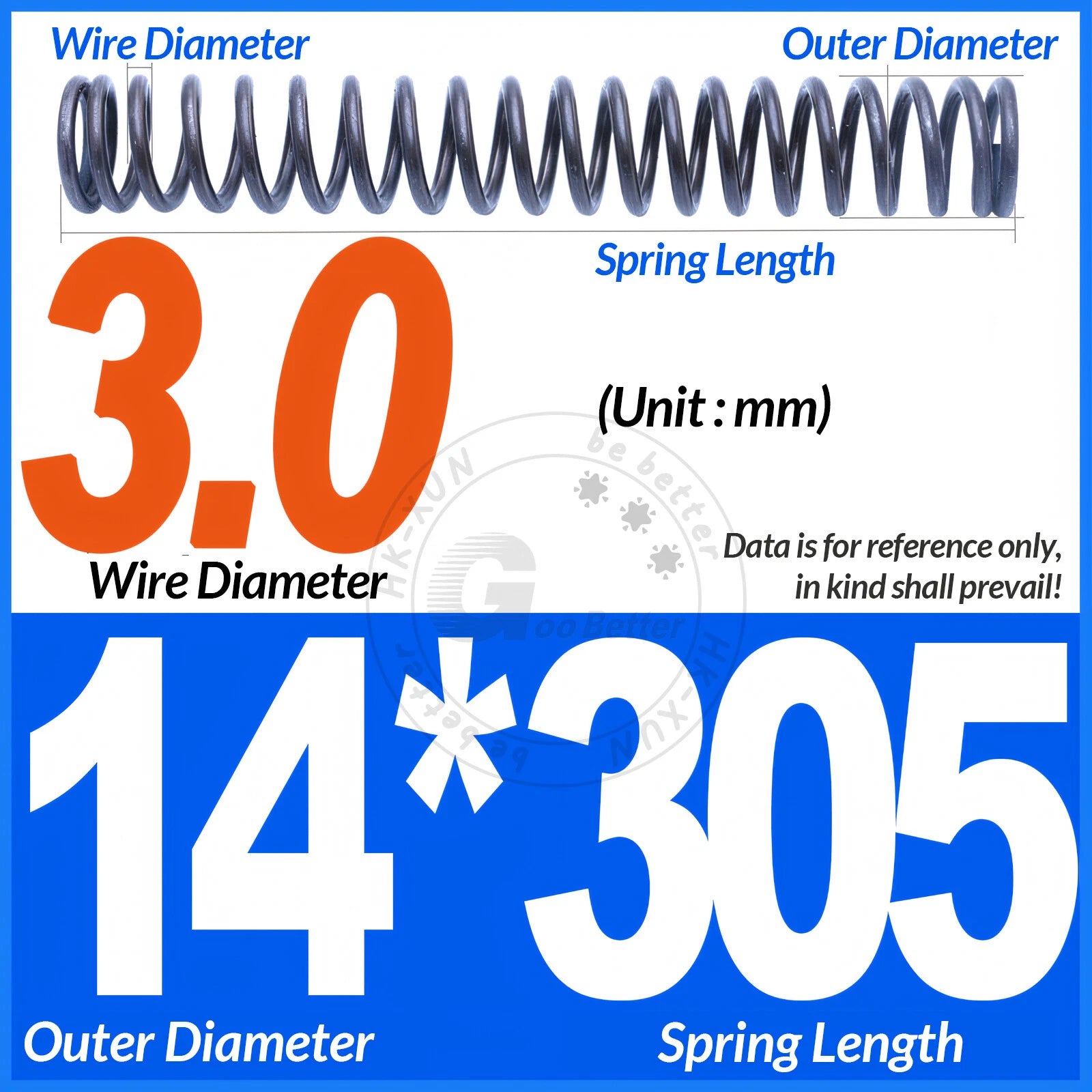 Length 305mm Compression Spring Pressure Springs OD 3-60mm Wire Dia 0.3mm-6.0mm