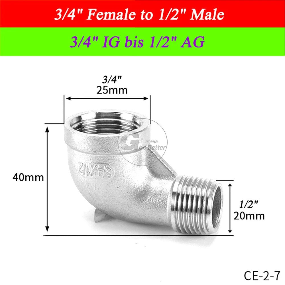 A2 Stainless Steel BSP Reducer Elbow Pipe Fittings | 1/8" to 4" Male Female