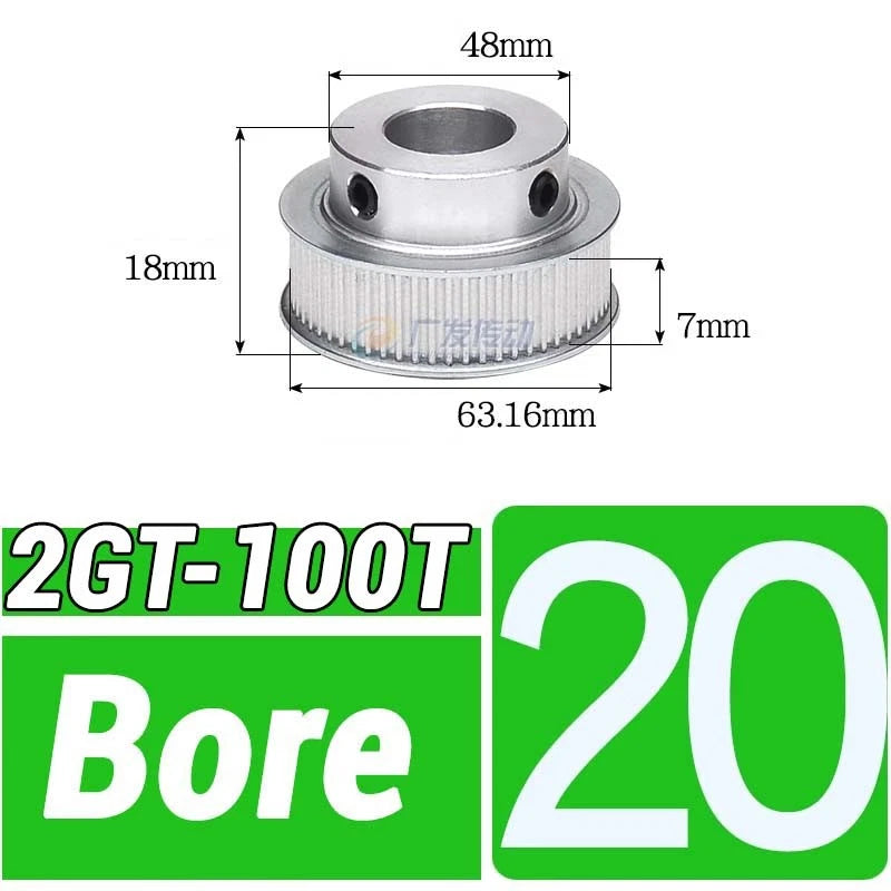 GT2 Timing Belt Pulley 16-100 Teeth 6-10mm Teeth Width Bore 3mm-25mm For 3D