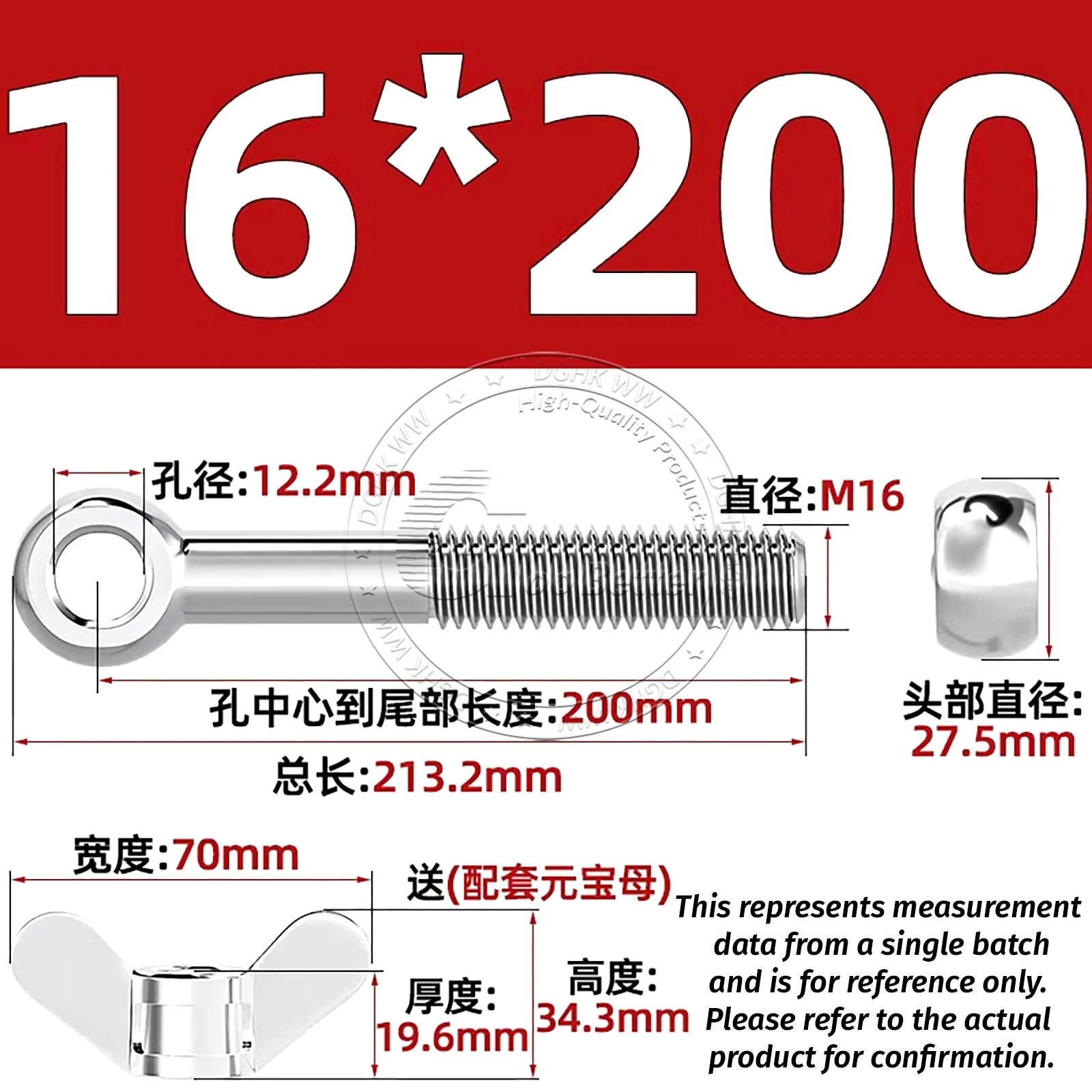 Eye Bolts with Nut — Forged Stainless Steel Threaded Ring Hanging Screws