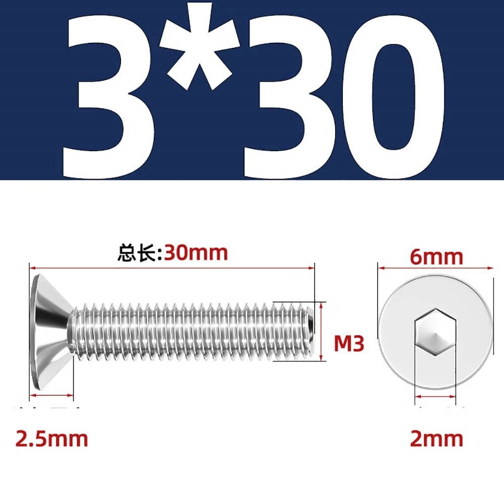 A4 Stainless Steel Countersunk Hex Socket Screws – Marine Grade, M2 to M16 (DIN 7991)