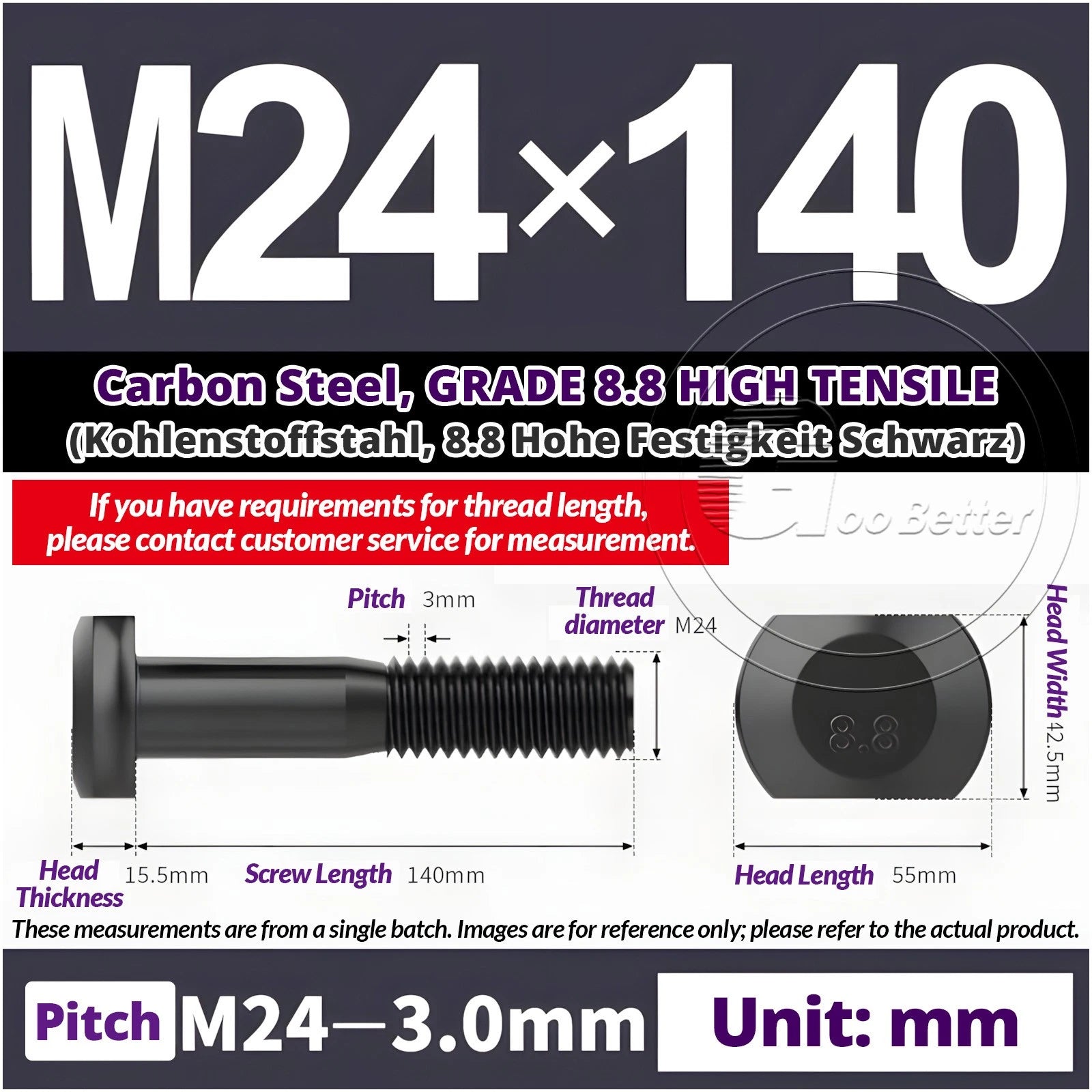 T-Slot Bolts M22 - M42 T Track Bolts 70mm to 500mm Long GRADE 8.8 HIGH TENSILE