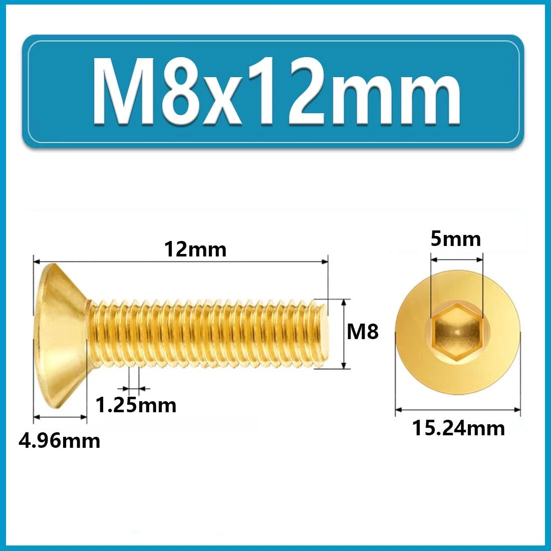Solid Brass Hex Socket Countersunk Machine Screws – M3 to M12, Allen Drive, Flat Head (8–50mm)