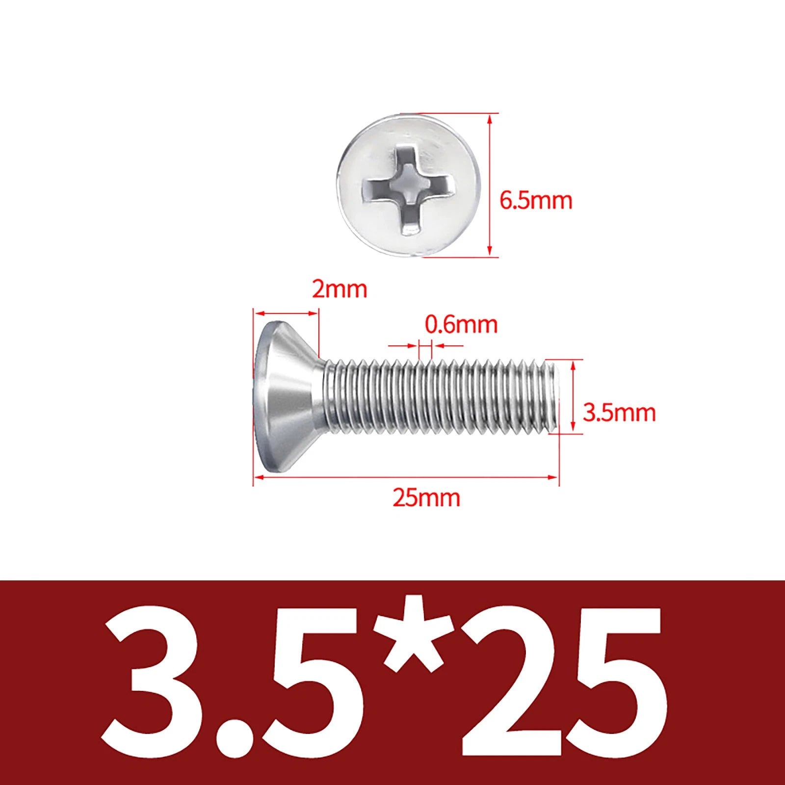 M3–M10 Phillips Countersunk Machine Screws – A2 Stainless Steel, Flat Head, Fully Threaded (3–100mm Overall Length)