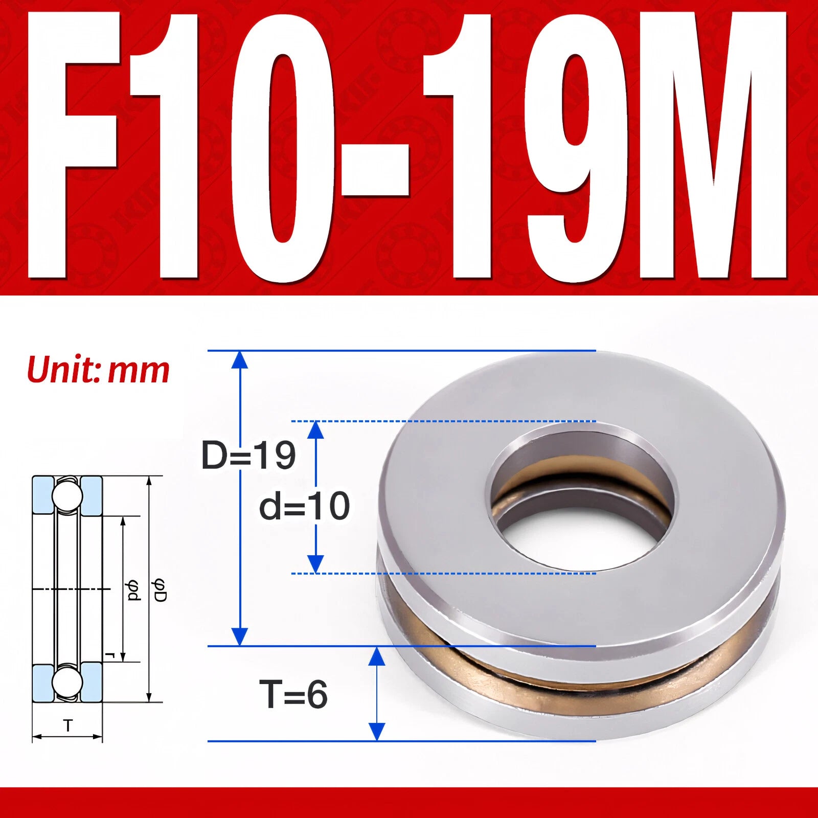 Plane Axial Ball Bearing Thrust Bearings F2-6M - F13-22M- 51100 - 51413 Series