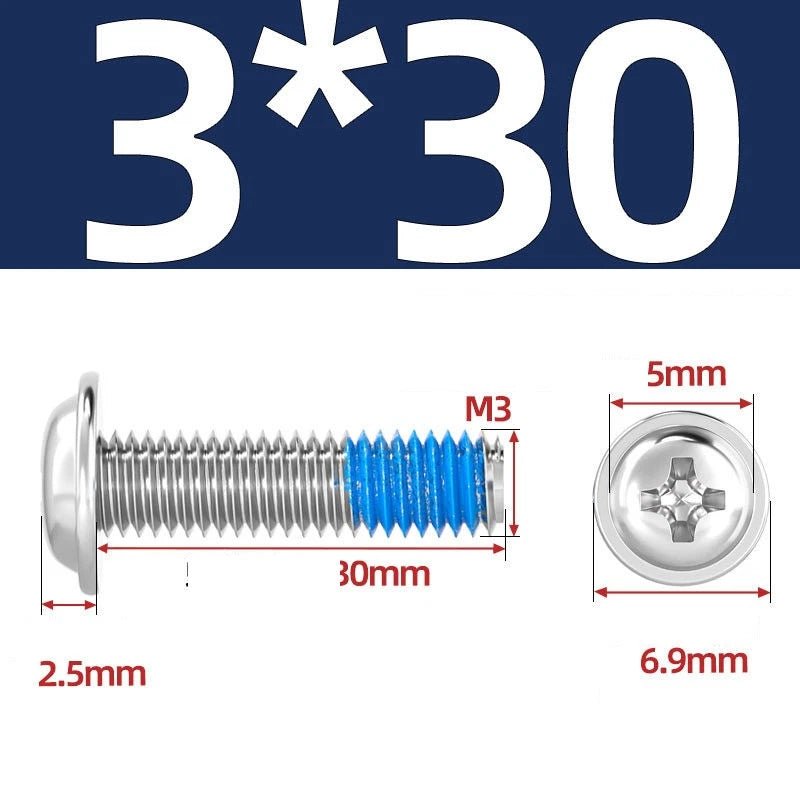 A2 Stainless Steel Phillips Flanged Button Head Machine Screws — M2 to M6, Built - In Washer Face - HomeDIYer