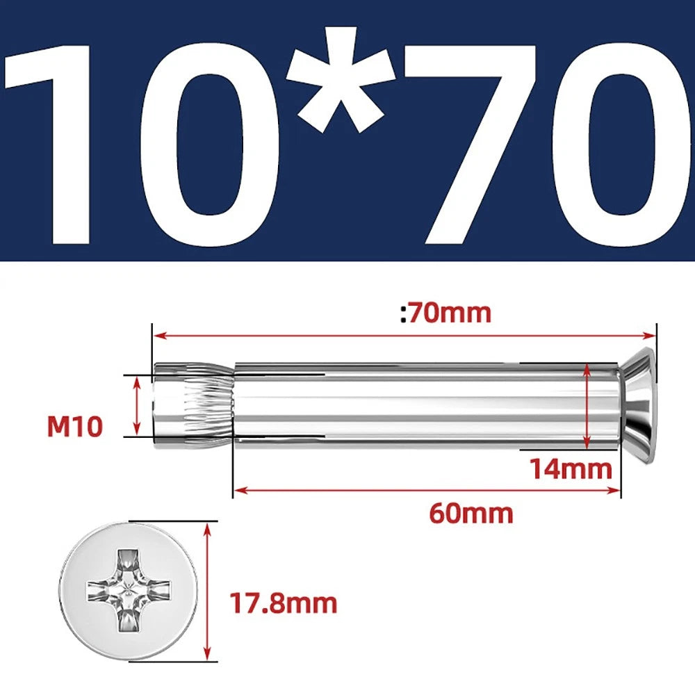 Sleeve Anchor Countersunk Phillips Expansion Bolts M6–M12 | 304/201 SS & Zinc