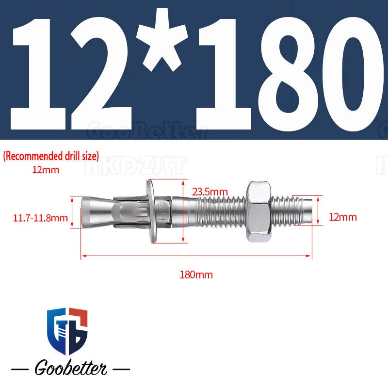 Stainless Steel Through Anchor Bolts — M6 M8 M10 M12 M16 Expansion Bolt