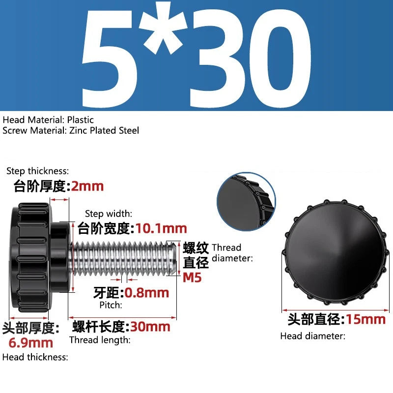 M3-M8 A2/304 Stainless Steel Plastic Knob Thumb Screws Hand Twist DIY Machinery