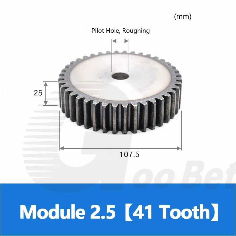 Mod 2.5 Spur Gear C45 Steel 12 to 100 Tooth Motor Pinion Cogwheel Hardened Flat