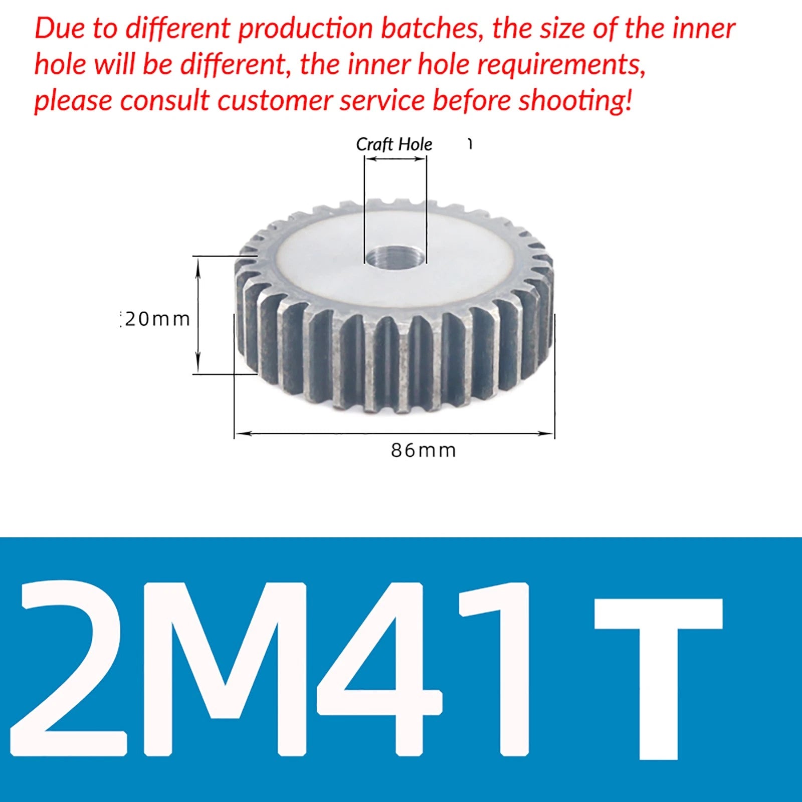 Mod 2 45# Steel Spur Gears Pinion Gear Thickn 20mm 10T - 100T Transmission Gear