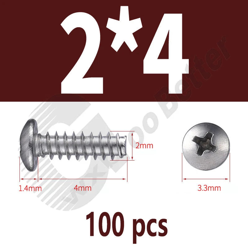 Pan Head Sheet Metal Screws Metric M1~M6 A2 Stainless Steel Sheet Metal Screws