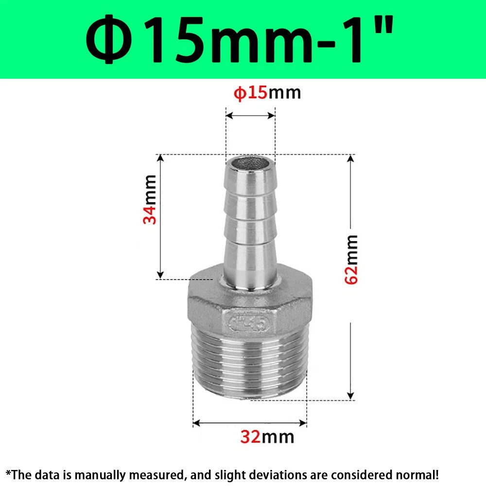 Male NPT Hose Barb Adapter Fittings – 316L Stainless Steel