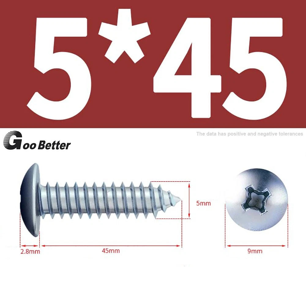 M3 M4 M5 M6 Pan Head Self Tapping Screws – Zinc Plated Carbon Steel
