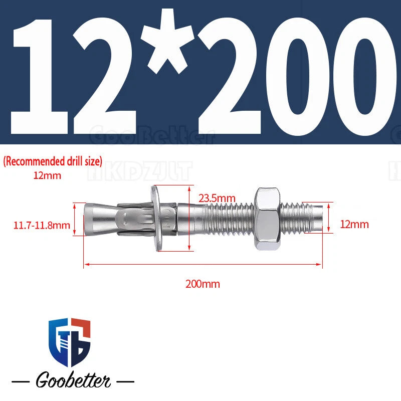 Stainless Steel Through Anchor Bolts — M6 M8 M10 M12 M16 Expansion Bolt