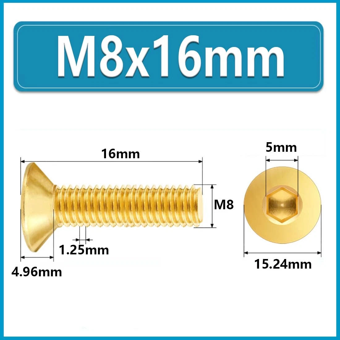 Solid Brass Hex Socket Countersunk Machine Screws – M3 to M12, Allen Drive, Flat Head (8–50mm)