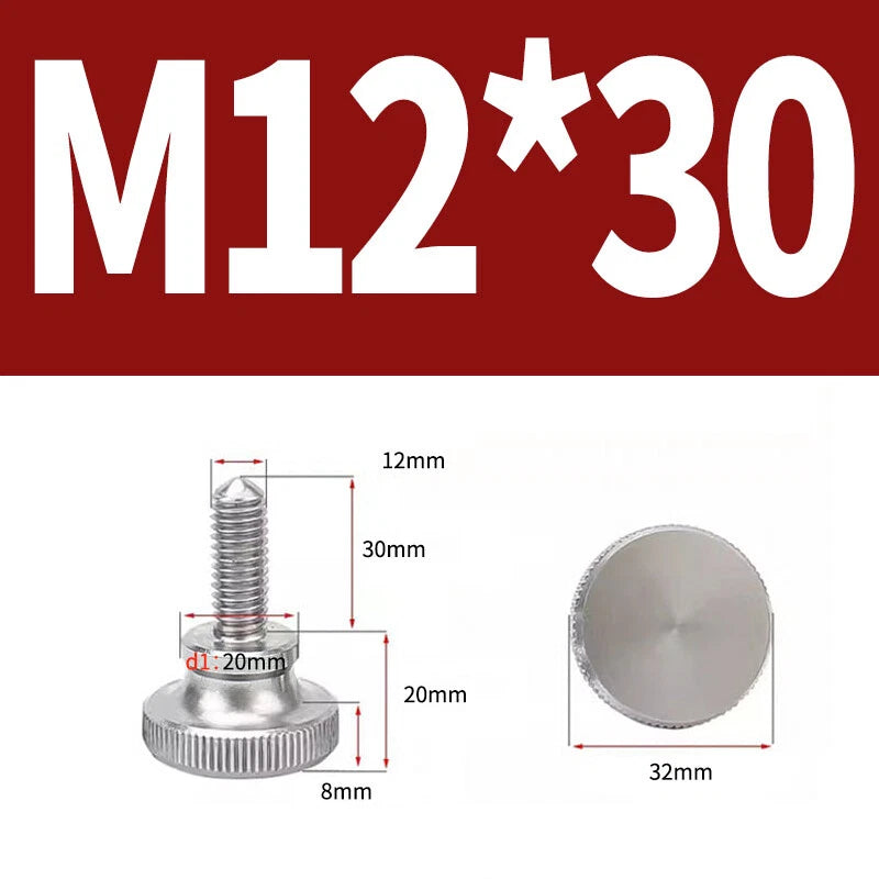 Knurled Thumb Screws Flat Round Head Grip Knob Adjustment Stainless Steel M8 M10