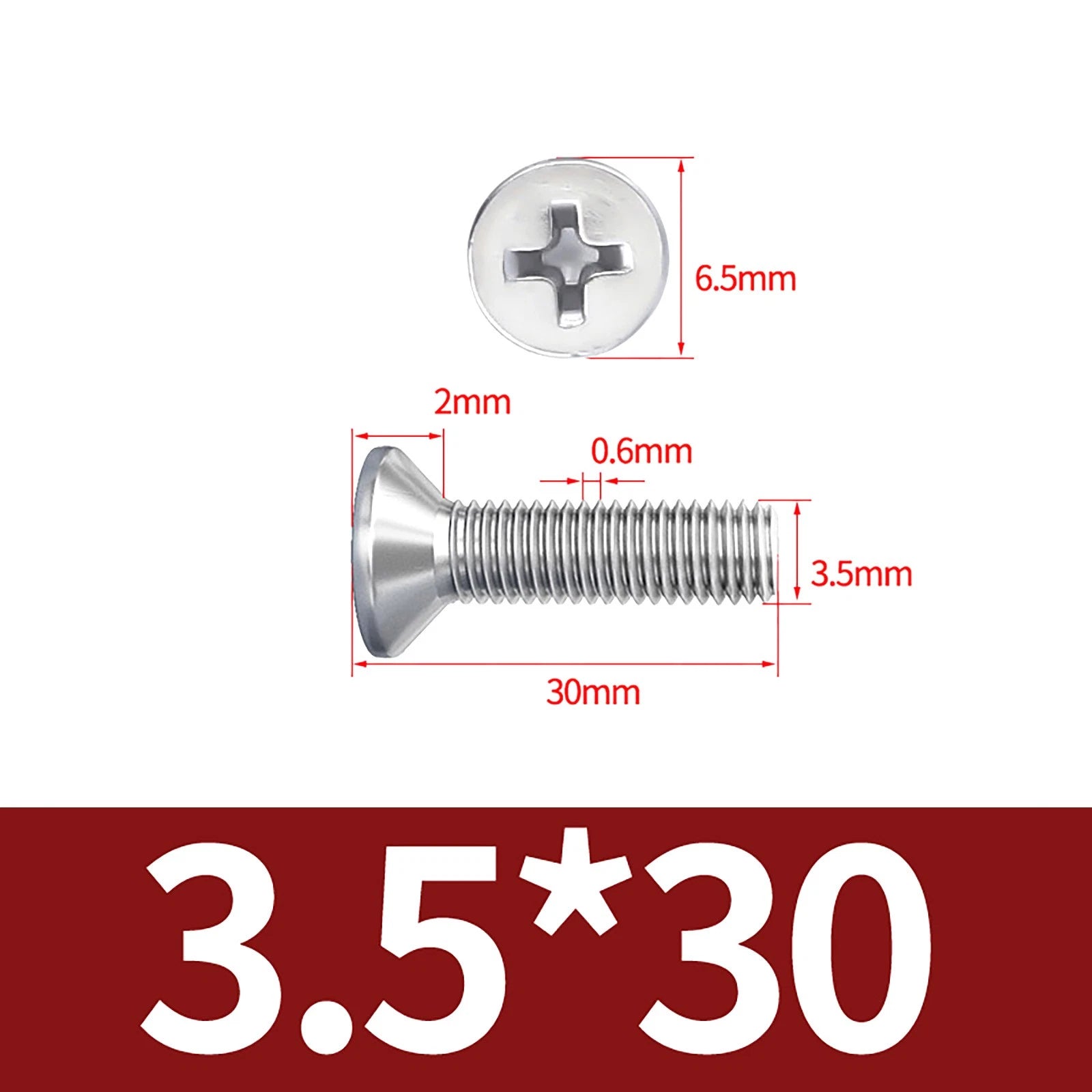 M3–M10 Phillips Countersunk Machine Screws – A2 Stainless Steel, Flat Head, Fully Threaded (3–100mm Overall Length)