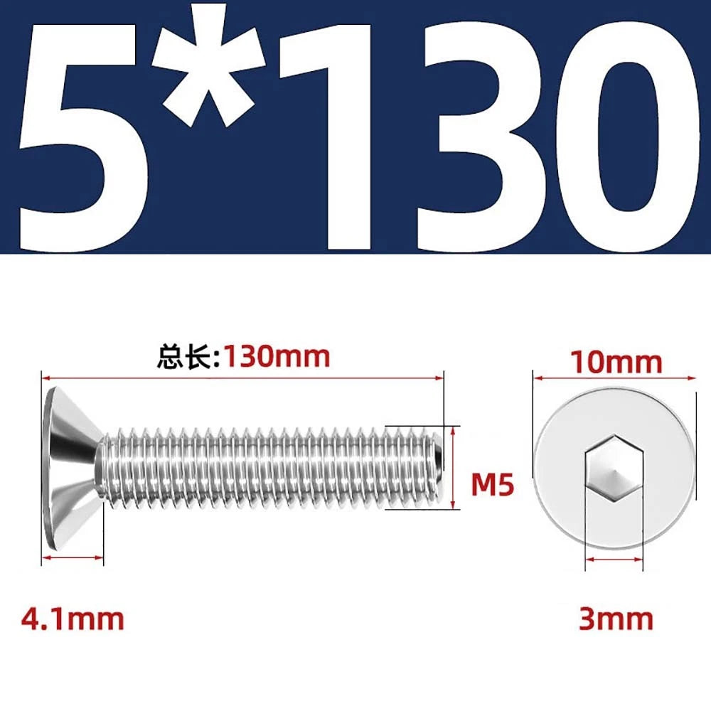 Countersunk Hex Socket Screws – A2 Stainless Steel, M2 to M16, DIN 7991, Fully Threaded