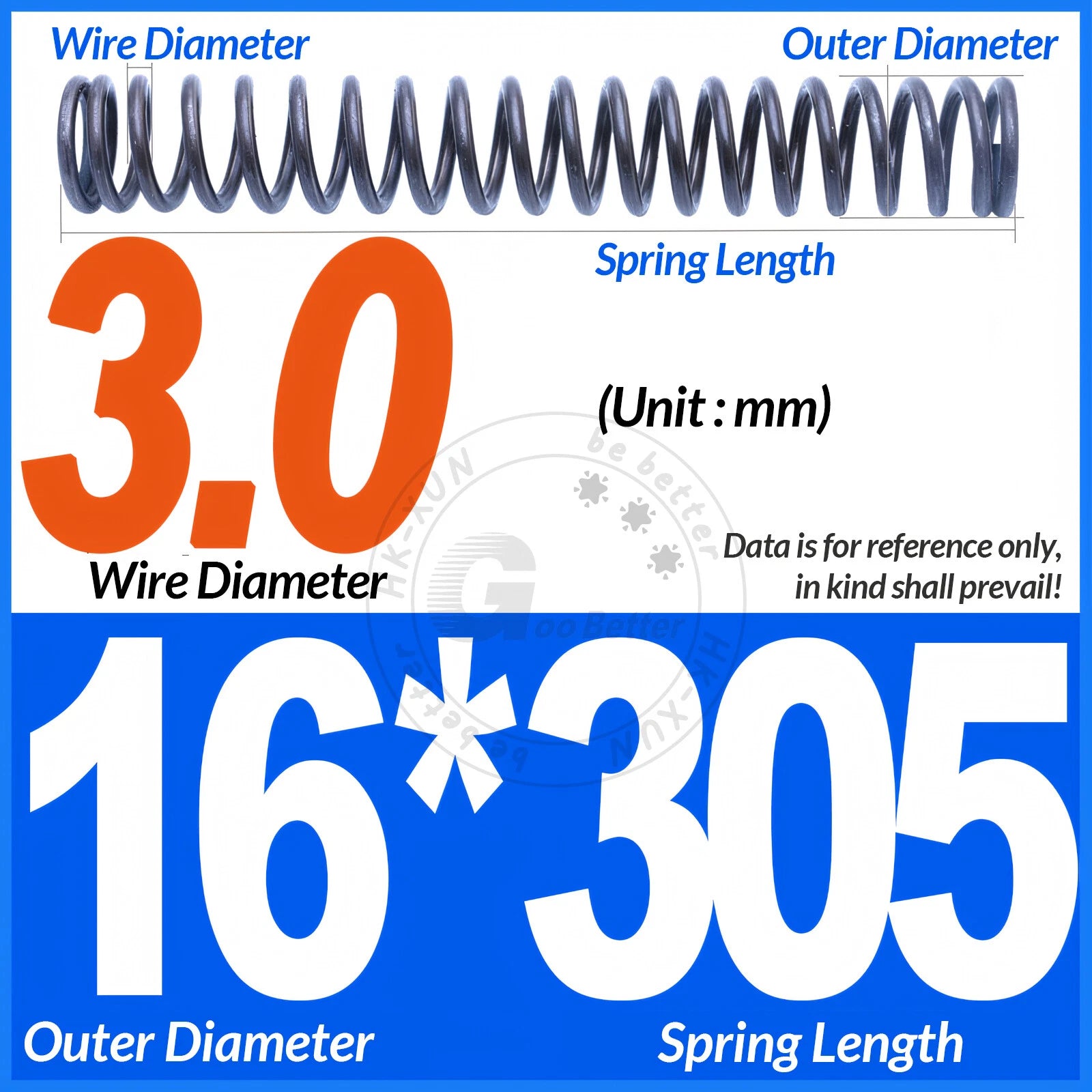 Length 305mm Compression Spring Pressure Springs OD 3-60mm Wire Dia 0.3mm-6.0mm