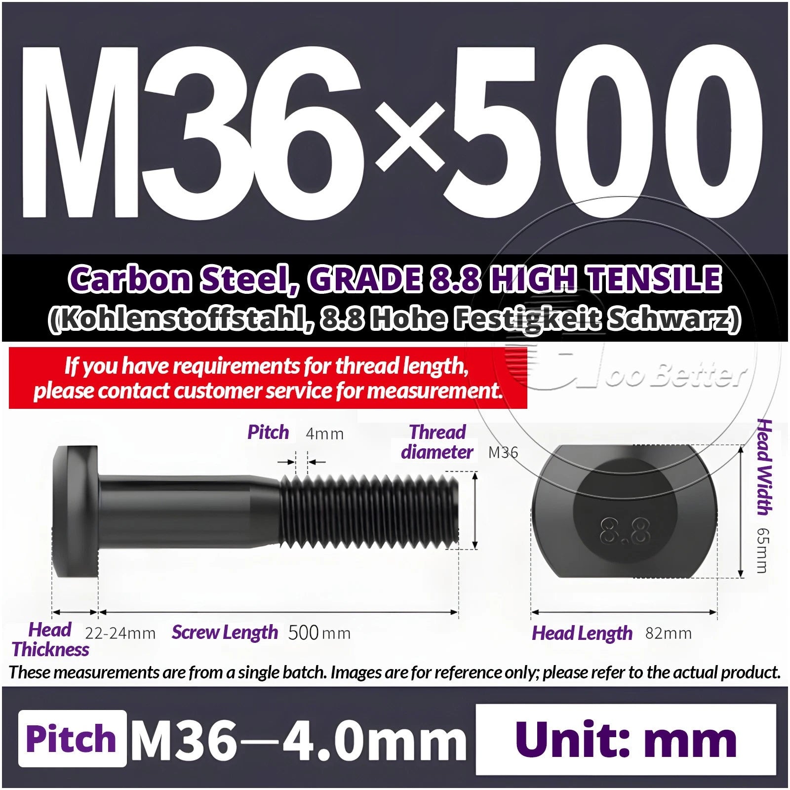 T-Slot Bolts M22 - M42 T Track Bolts 70mm to 500mm Long GRADE 8.8 HIGH TENSILE
